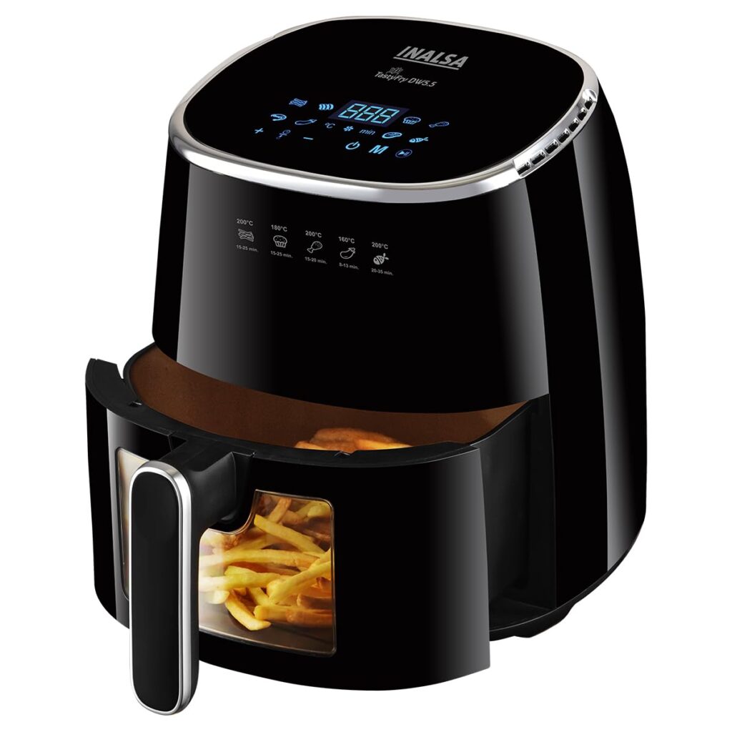 INALSA Air Fryer for Home|4.2 L Capacity|Visible Window  Internal Light|1400 W with Smart AirCrisp Technology|6-In-1 Appliance for Air fry,Bake,Roast,Grill and Reheat (Tasty fry MW)